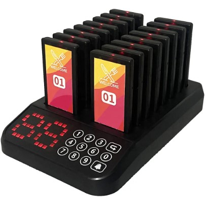 Sistem poziva za restorane. Pager sistem PS16FL. Baza sa 16 pagera