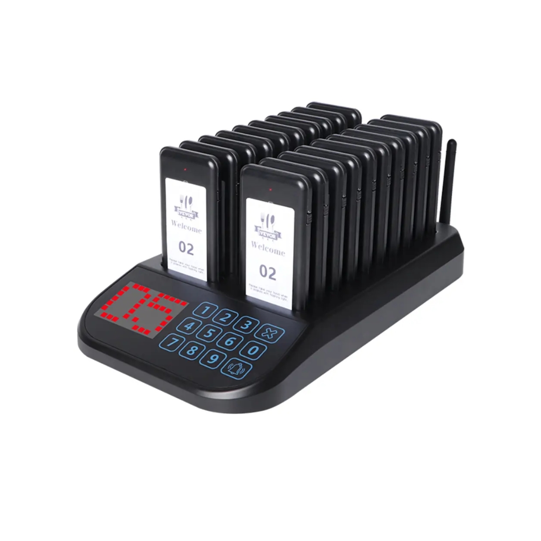Sistem poziva za restorane. Pager sistem PS103FL. Baza sa 20 pagera